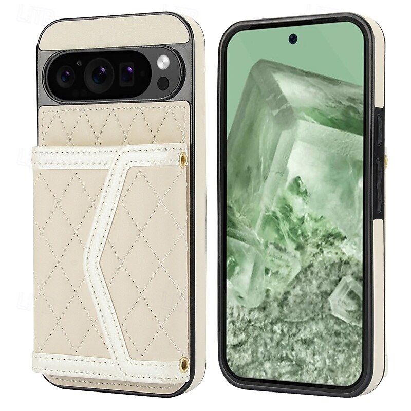 Phone Case For Google Pixel 9 Pro Pixel 9 Pro XL Pixel 8 Pro Pixel 8 Pixel 9 Back Cover with Stand Holder with Lanyard Card Slot Retro TPU PU Leather2