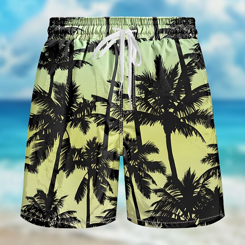 Men's Coconut Tree Gradient Color Swim Trunks Swim Shorts Board Shorts Mid Waist Streetwear Hawaiian Casual Daily Holiday Pocket Drawstring Elastic Waist Designer Clothing Apparel4