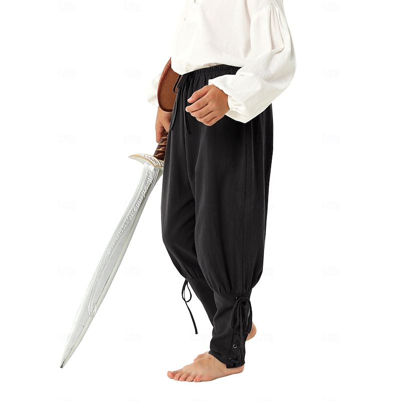 Vintage Medieval Renaissance Shorts Pirate Pants Crusader Ranger Solid Color Fancy Dress Boys' Pirate Fantasy Masquerade Casual Daily Kid's Pants Summer