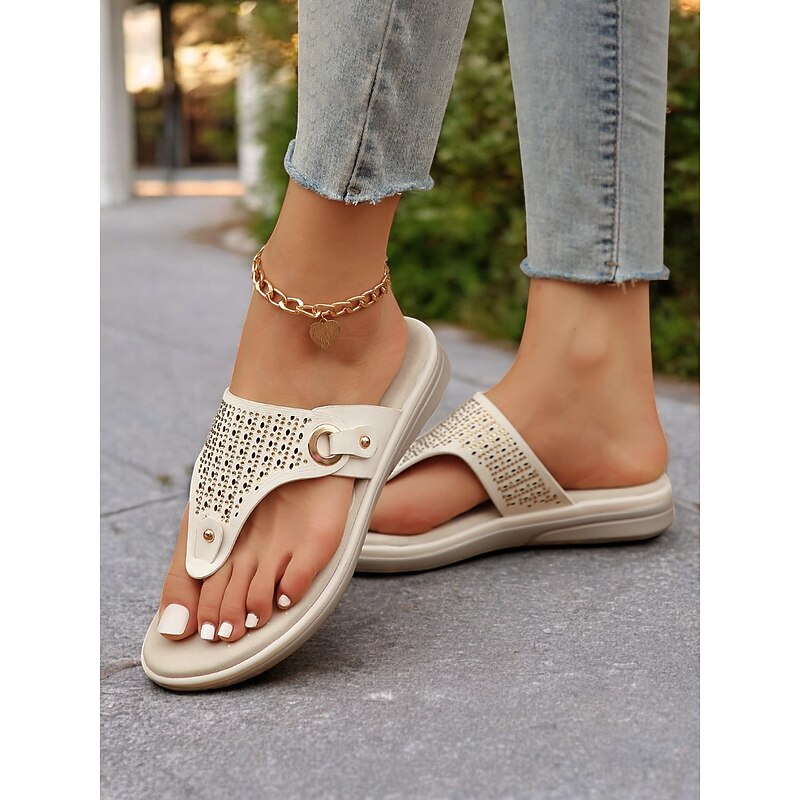 Women's Blue Rhinestone-Embellished Flip-Flop Sandals – Stylish and Comfortable Summer Footwear for Casual and Beach Wear2