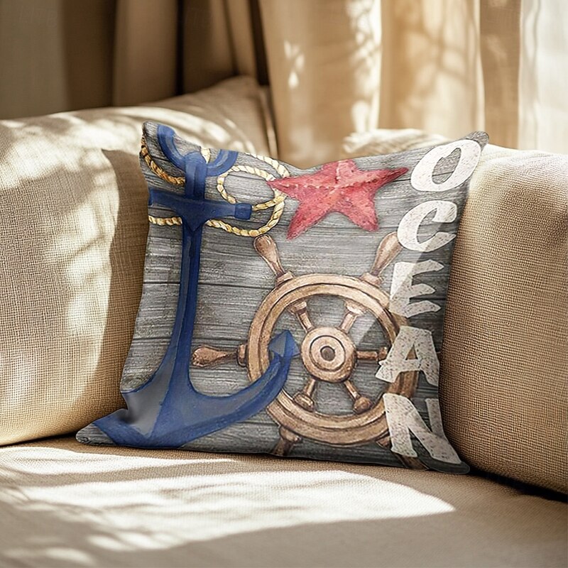 Decorative Toss Pillows Cover 4PC Soft Square Cushion Case Pillowcase for Bedroom Livingroom Sofa Couch Chair Ocean Archor