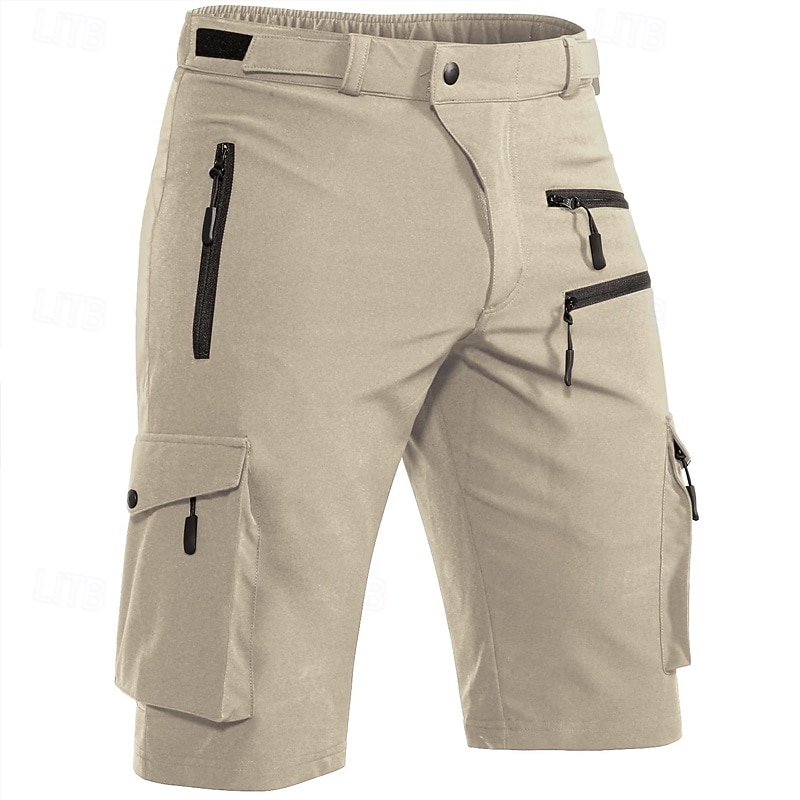 Men's Cargo Shorts Camping Shorts Shorts Hiking Shorts Elastic Waist Multi Pocket Plain Waterproof Quick Dry Knee Length Sports Outdoor Daily Camping & Hiking Classic Style Athleisure Black Blue2