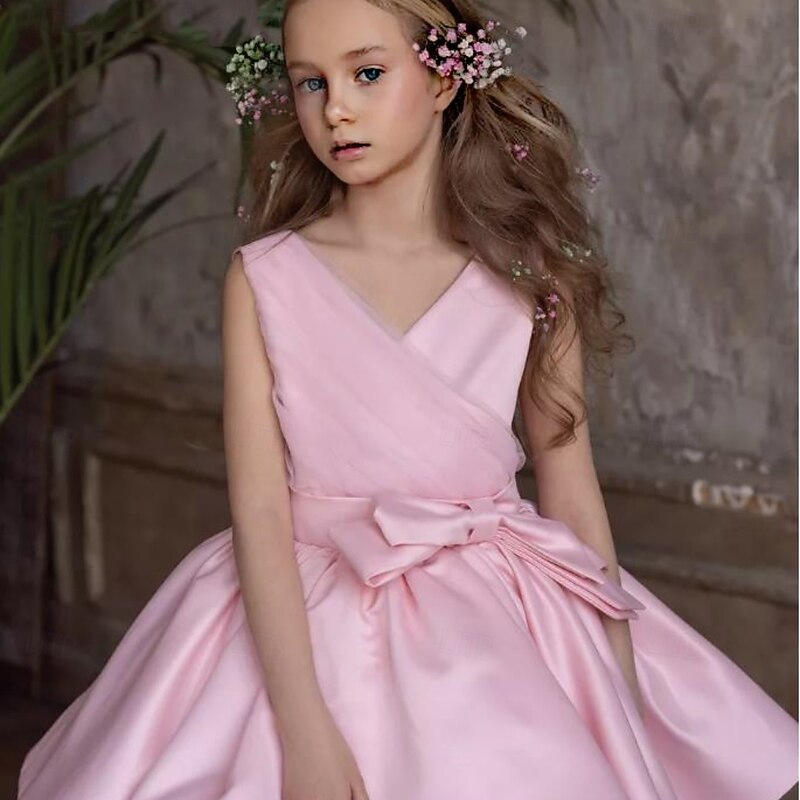 Kids Girls' Party Dress Solid Color Sleeveless Performance Mesh Princess Sweet Mesh Mid-Calf Sheath Dress Tulle Dress Summer Spring Fall kids Yellow Pink Sky Blue4