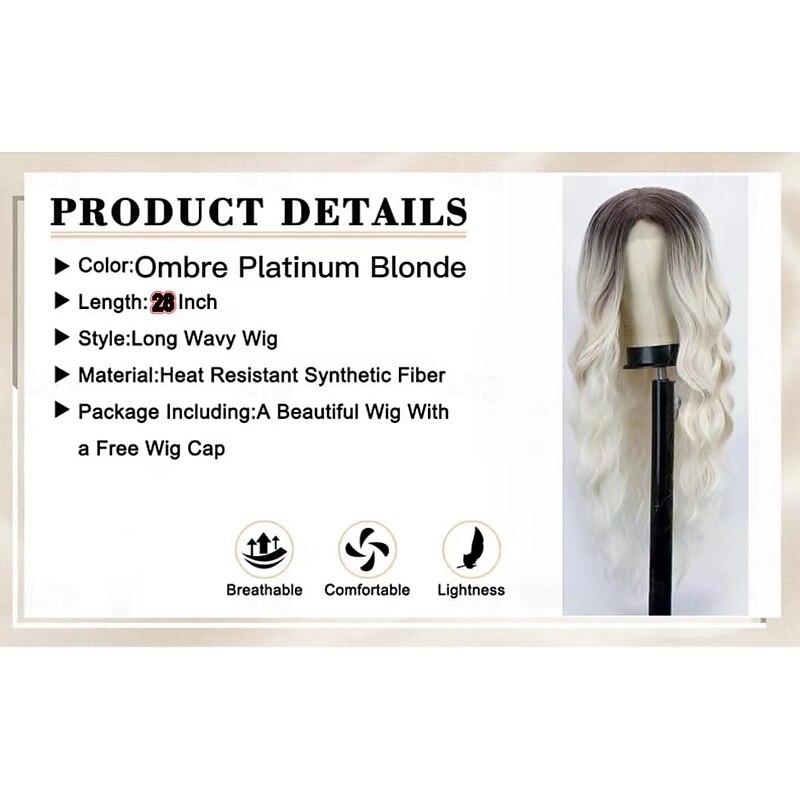 Hair Replacement Wigs Long Curly Wavy Synthetic  Wig For Black Women Daily Party Use2