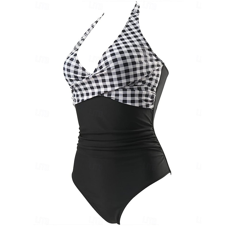 Women's Swimwear One Piece Swimsuit Backless Patchwork Fashion Beautiful Graphic V Wire Sleeveless Bathing Suits3