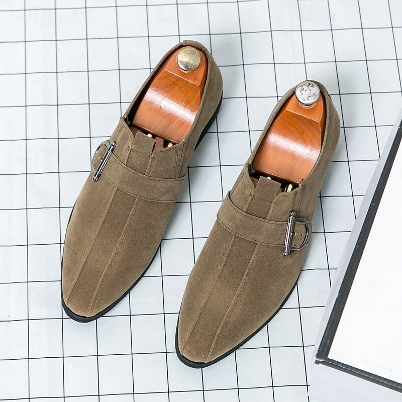 Men's Suede Buckle Strap Dress Shoes – Classic Formal Style, Comfortable Fit, Ideal for Business, Weddings and Evening Events4