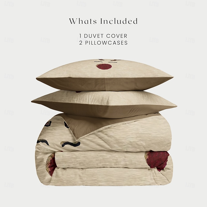 Reindeer Print Duvet Cover Set 100% Cotton Soft and Cozy Bedding Set with Holiday Reindeer Design Perfect for Winter Season Stylish Bedroom Decor Easy Care Machine Washable2