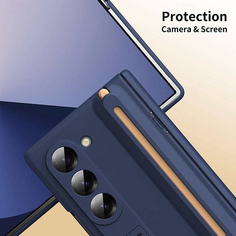 Phone Case For Samsung Galaxy Z Fold 7 Z Fold 6 Z Fold 5 Z Fold 4 Z Fold 3 Back Cover with Stand Holder Shockproof Retro TPU Silicone2