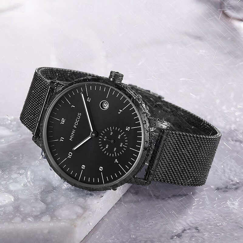 MINI FOCUS Men Quartz Watch Creative Fashion Casual Wristwatch Calendar Waterproof Decoration Steel Leather Watch2