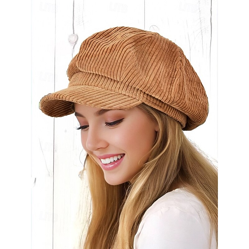 Women's Corduroy Newsboy Cap, Vintage Style, Soft and Comfortable, Available in Multiple Colors, Ideal for Casual Outfits, Autumn and Winter Wear2