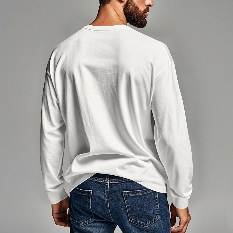 Men's Button T Shirt T Shirt Henley Shirt Tee Long Sleeve Henley Spring &  Fall Plain Fashion Designer Basic Pocket Vacation Street Going out Black White Red Top Tee for Men4