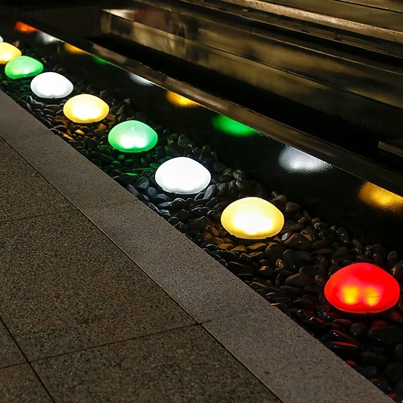 Solar Outdoor Lights Simulate Pebble Decor Lights Waterproof for Garden Patio Terrace Villa Swimming Pool Courtyard Walkway Landscape Decoration 1PC