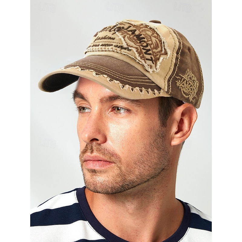 Men's Vintage Distressed Baseball Cap – Embroidered Patch Design, Casual Adjustable Hat for Outdoor Sports, Travel, and Everyday Wear2