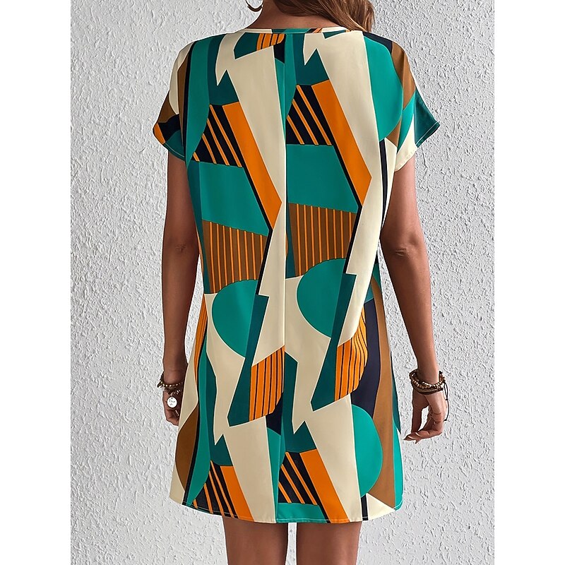 Women's Midi Dress Casual Dress T Shirt Dress Tee Dress Tropical Stylish Casual Vacation Daily Regular Fit Graphic Short Sleeve V Neck Green Summer3