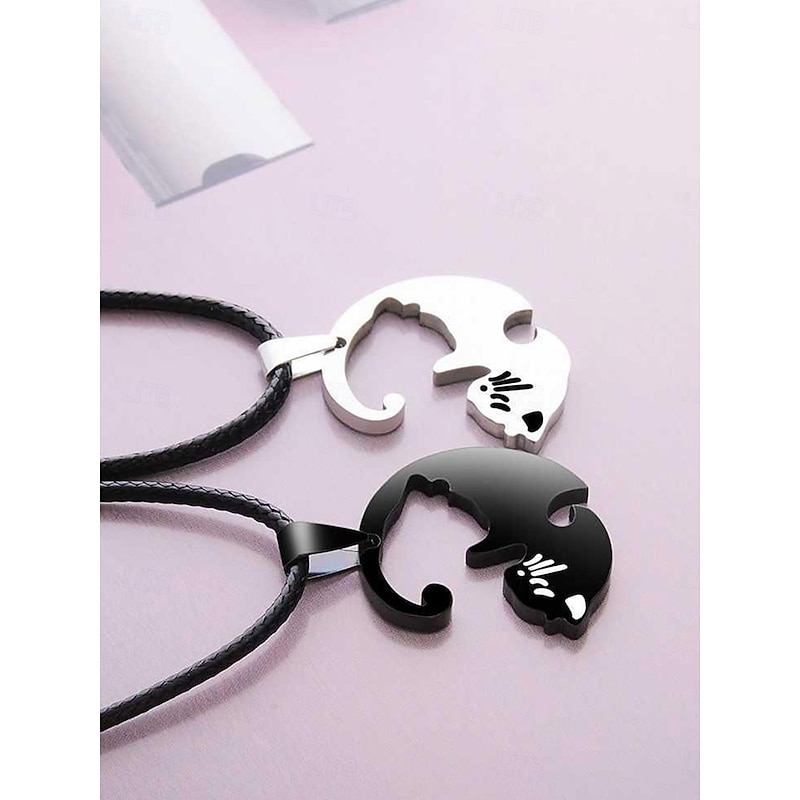 Necklace Stainless Steel Women's Fashion Cute Two tone Animal Lovely Round Heart Shape Necklace For Valentine's Day Birthday Gift2