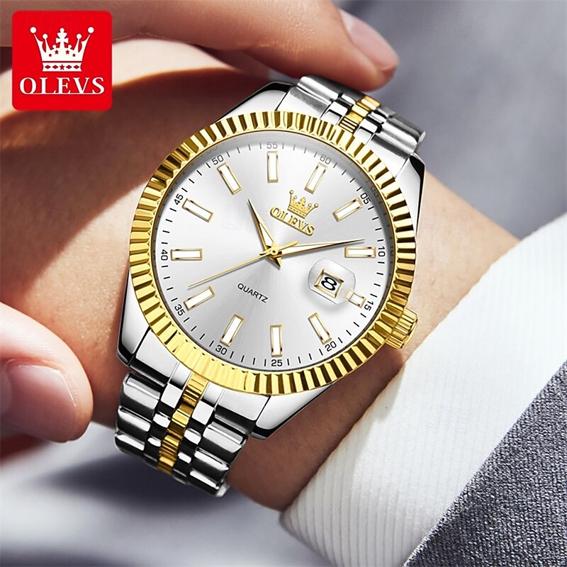 Olevs Watches Luminous Calendar Fashion Trend Life Travel Quartz Watch Simple Leisure Waterproof Sports Men's Wristwatch