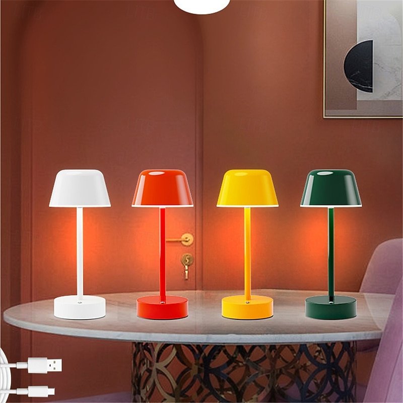USB Rechargeable Modern Metal Desk Lamp - Stylish Atmosphere Table Light for Living Room Bedroom Bedhead Nightlight Ornament Lighting 1PC3