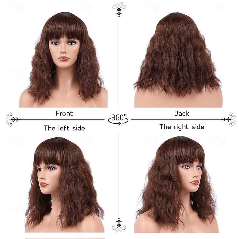 Wavy Wig Short Bob Curly Shoulder Length Synthetic Colorful Cosplay2