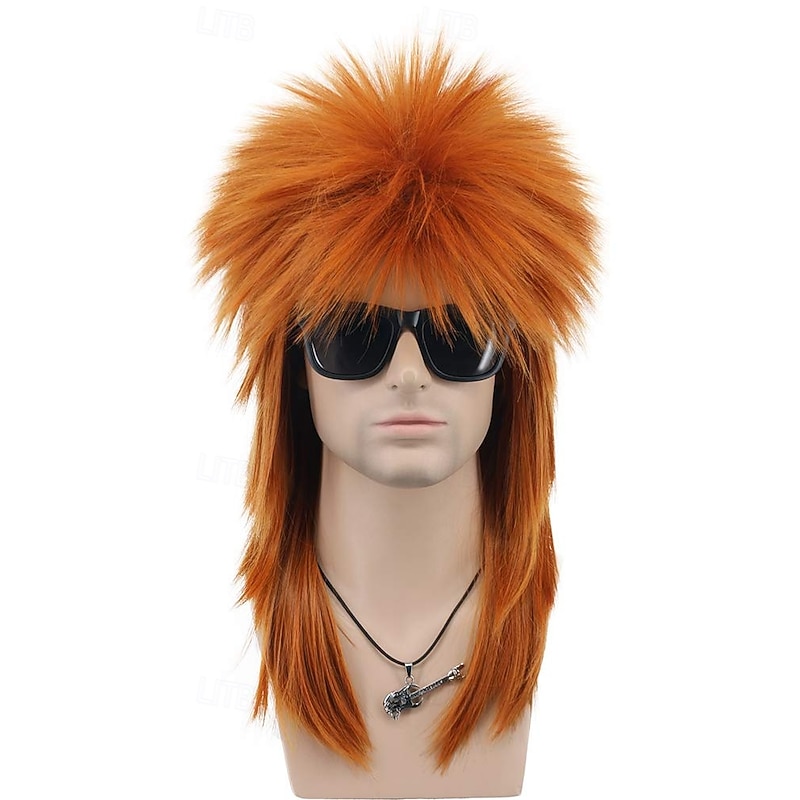 Men and Women Long Straight Wig 70s 80s Rocker Punk Rock Disco Mullet Wig For Carvinal Halloween Wigs3