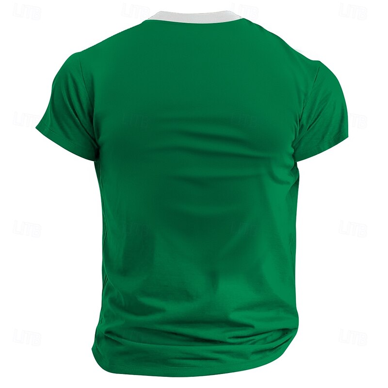 Men's St. Patrick Funny T Shirt Henley Shirt Short Sleeve Designer Retro Vintage Street Casual Daily Summer Spring Green Henley Henley T-Shirt2