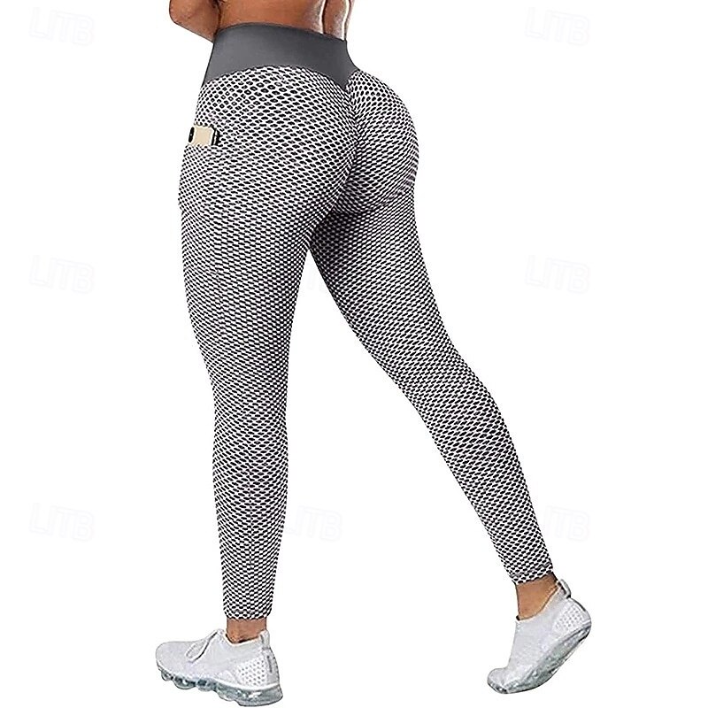Women's Yoga Pants Yoga Leggings Pocket Basic Butt Lift Tummy Control High Waist Pilates Gym Workout Workout Cropped Leggings Tights Fashion Black Blue Fuchsia Fall Winter Sports Activewear Stretchy