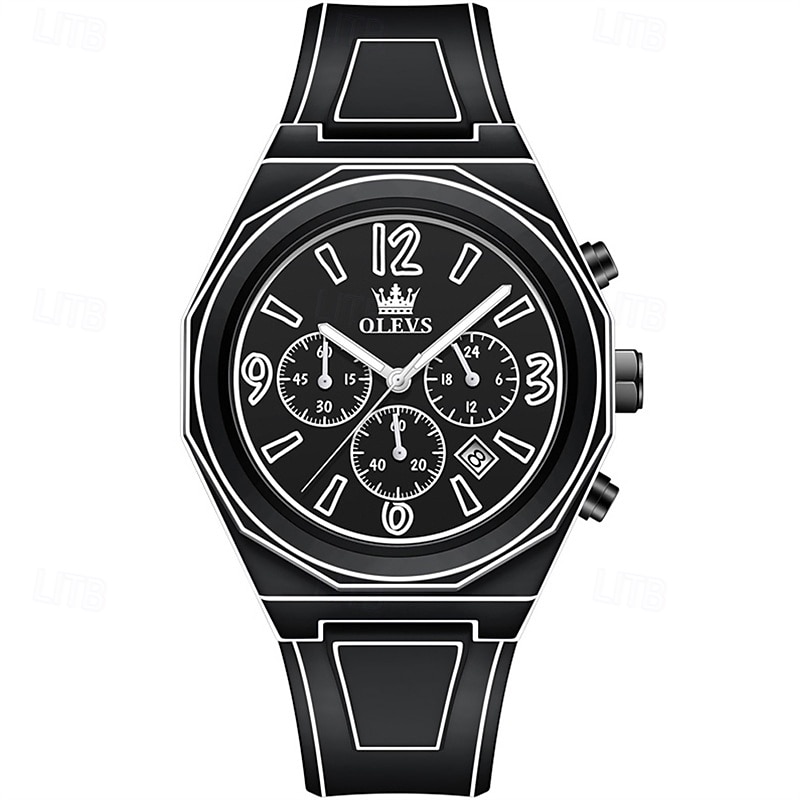 New Olevs Olevs Brand Fashion Flow Men'S Watch Luminous Chronograph Calendar Simple Leisure Quartz Watch Electronic Watch Cartoon Wind Students  Men'S Waterproof Sports Watch3