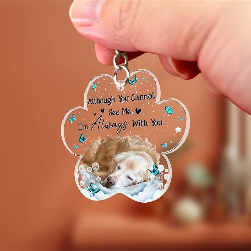 Personalized Acrylic Memorial Pet Photo Keychain, Custom Keychain Sympathy Keepsake for Loss of Loved One,Butterfly Shaped Memorial Gifts Remembrance Decoration - Bereavement Condolences Gifts3