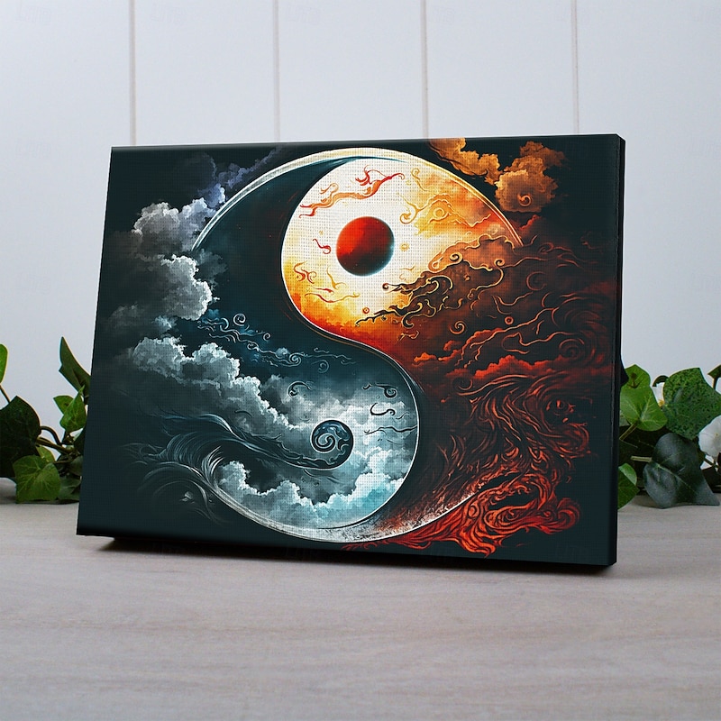 Taiji Zen Yinyang LED Canvas Wall Art LED Lighted Up Wall Decor 2AA Battery Operated Lighted Canvas Print LED Light Kitchen Bedroom or Home Decor