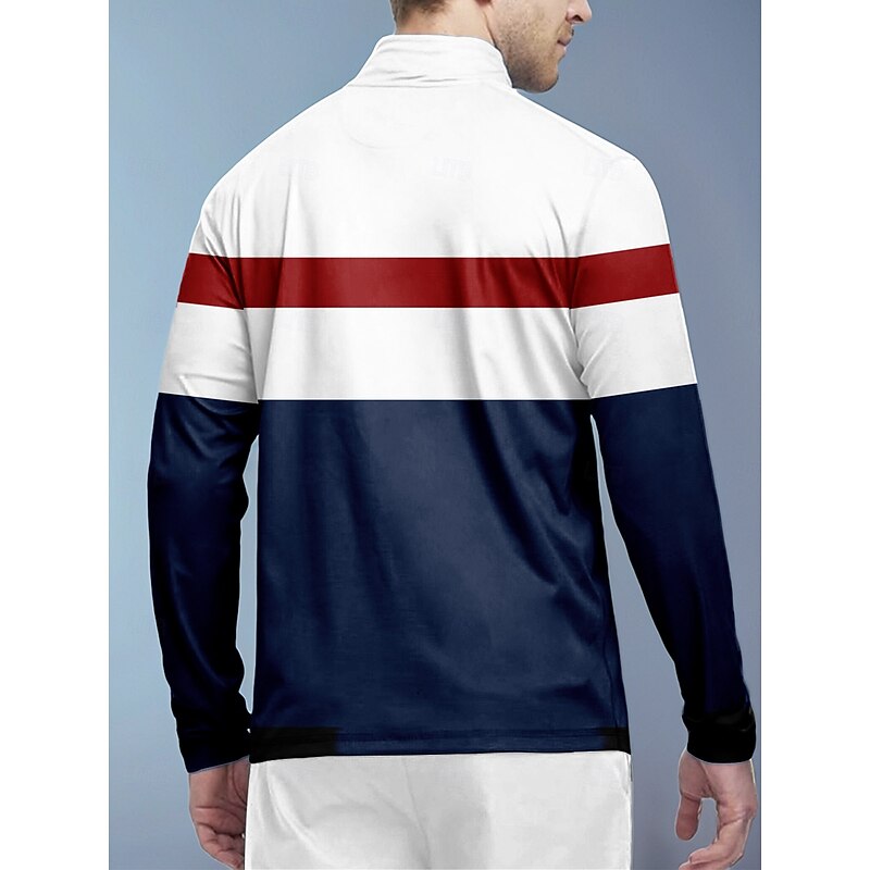 Men's Golf Polo Shirt Dark Blue Long Sleeve Top Golf Attire Clothes Outfits Wear Apparel3