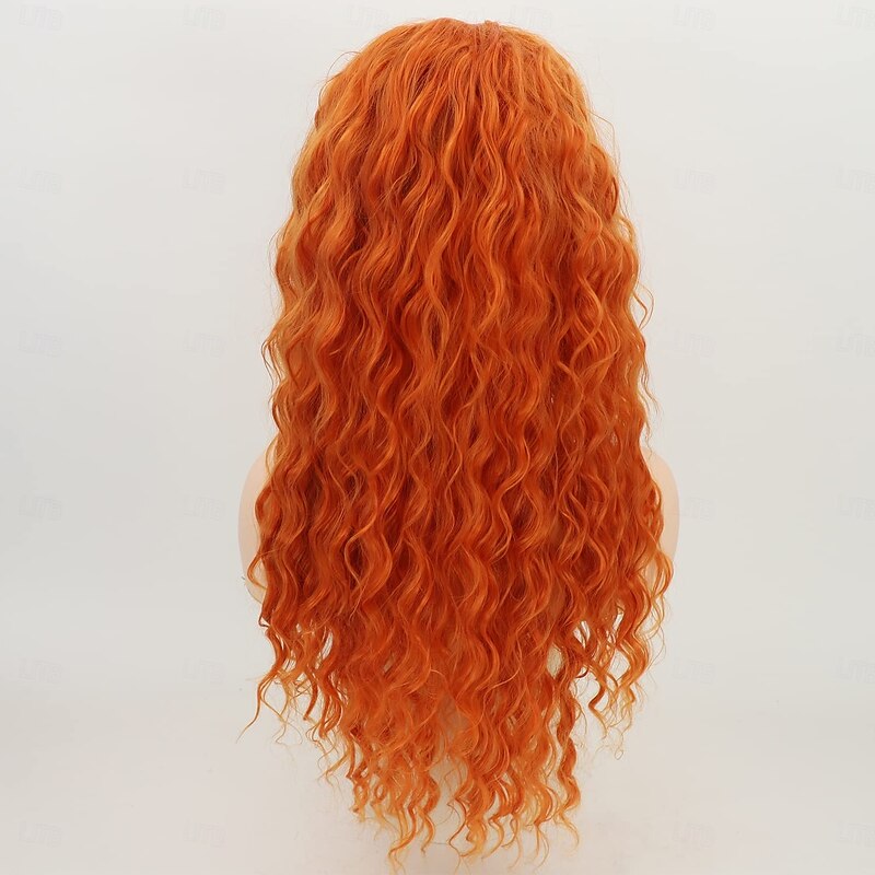 Orange Wig Long Curly Wigs for Women Heat Synthetic Wave Curly Wig Deep Curly Wigs for Daily Party Costume Wig For Carnival4