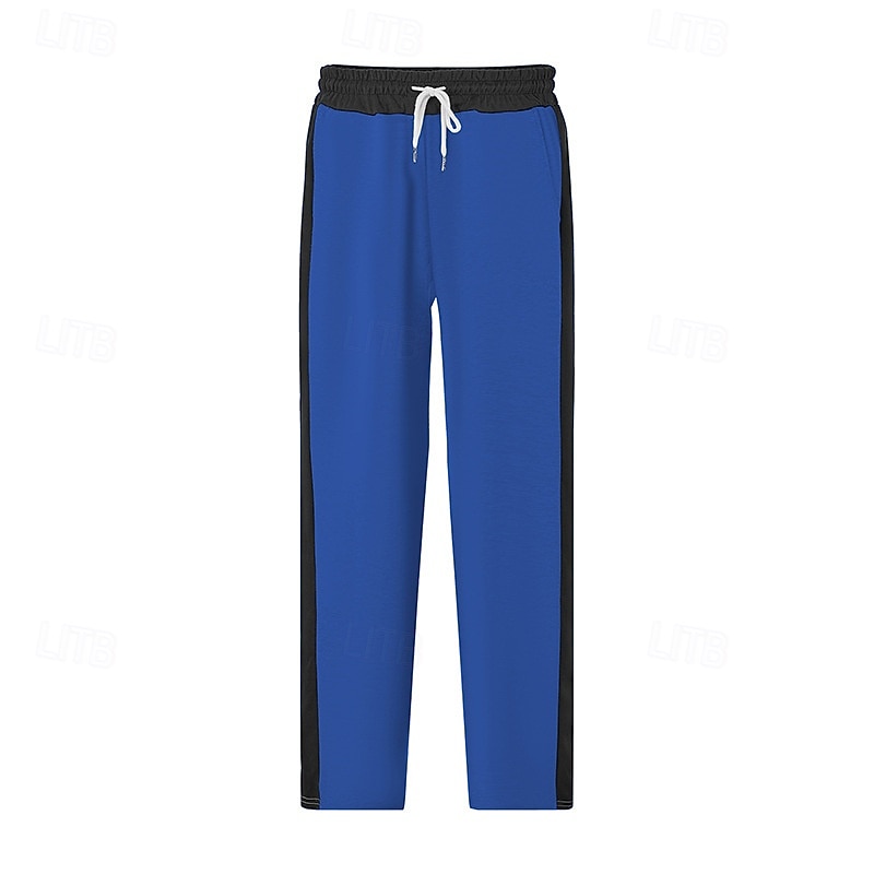 Men's Athletic Pants Wide Leg Sweatpants Trousers Pocket Drawstring Elastic Waist Color Block Comfort Sports Outdoor Daily Fashion Casual Black Red Micro-elastic4