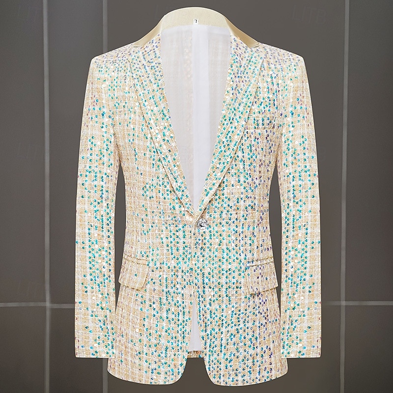 Disco 1980s Pants Outfits Suits & Blazers Disco Sequins Fancy Dress Men's Masquerade Performance Party Club Adults' Coat Pants All Seasons2