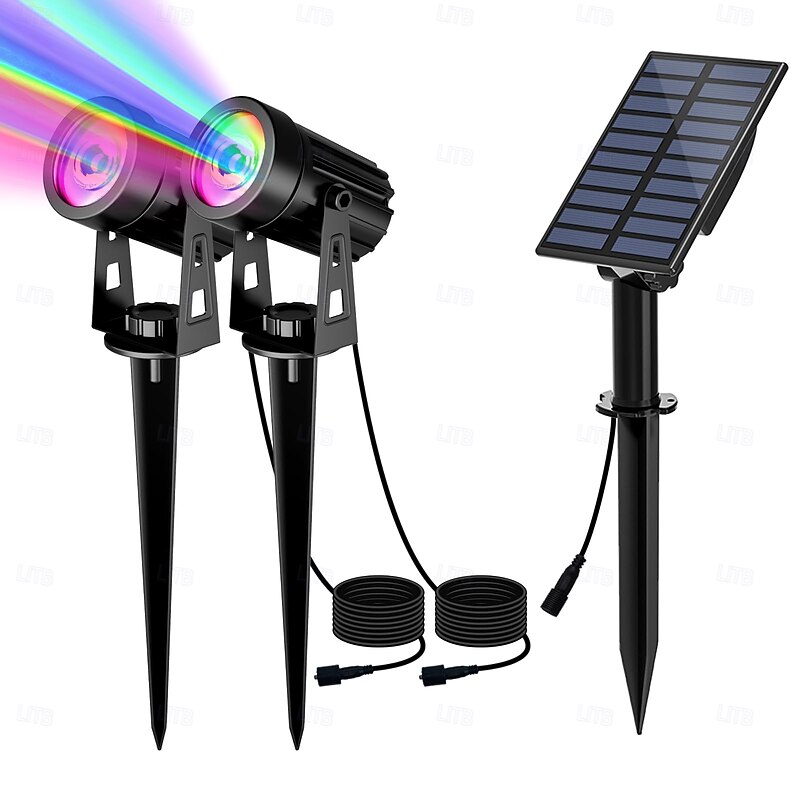 1pc 2-Head Outdoor Solar Waterproof Spotlight for Courtyard, Garden, Pond, Tree, Pathway and Lawn Lighting