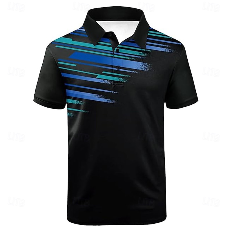 Men's Geometric Golf Shirt Short Sleeve Polo Shirts Collared Shirts Casual Outdoor Athleisure Home Wear 3D Print White Red Blue