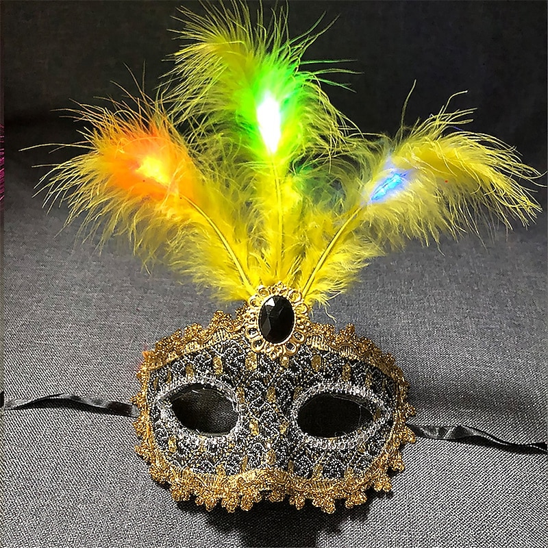 Carnival LED Feather Luminous Mask Half Face Princess Mask Eye Mask Festival Party Decoration Gift 1PC4