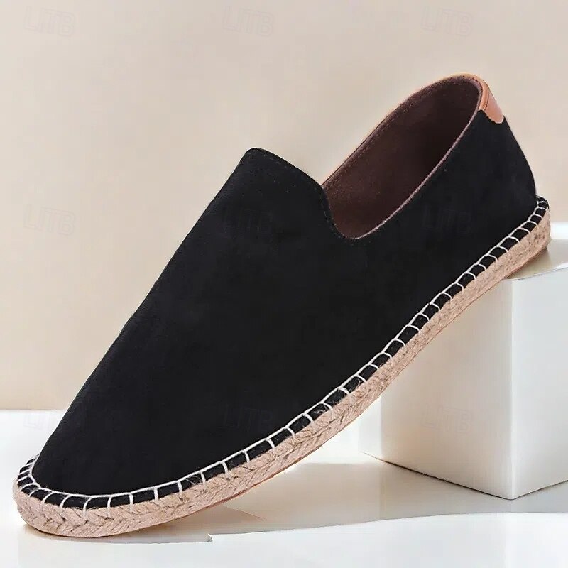 Men's Casual Slip-On Espadrille Shoes with Soft Canvas Upper and Comfortable Jute Sole, Perfect for Summer, Beach, and Everyday Wear