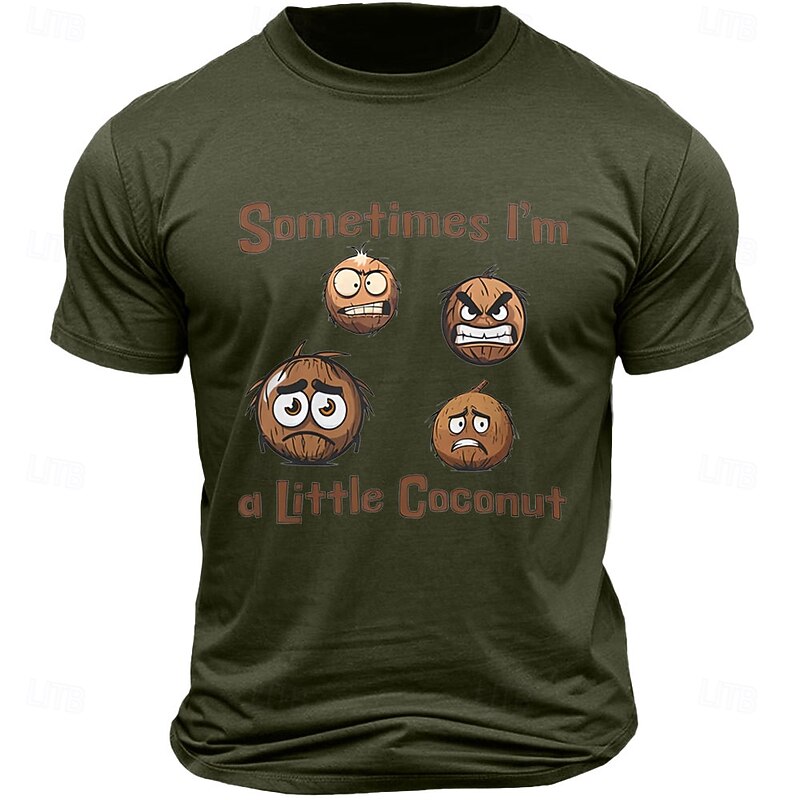 Men's Letter Printed Coconut Funny Hawaiian T Shirt Tee Top 100% Cotton Short Sleeve Graphic Shirt Black White Army Green Comfortable Tee Vacation Street Fashion Designer Clothing4
