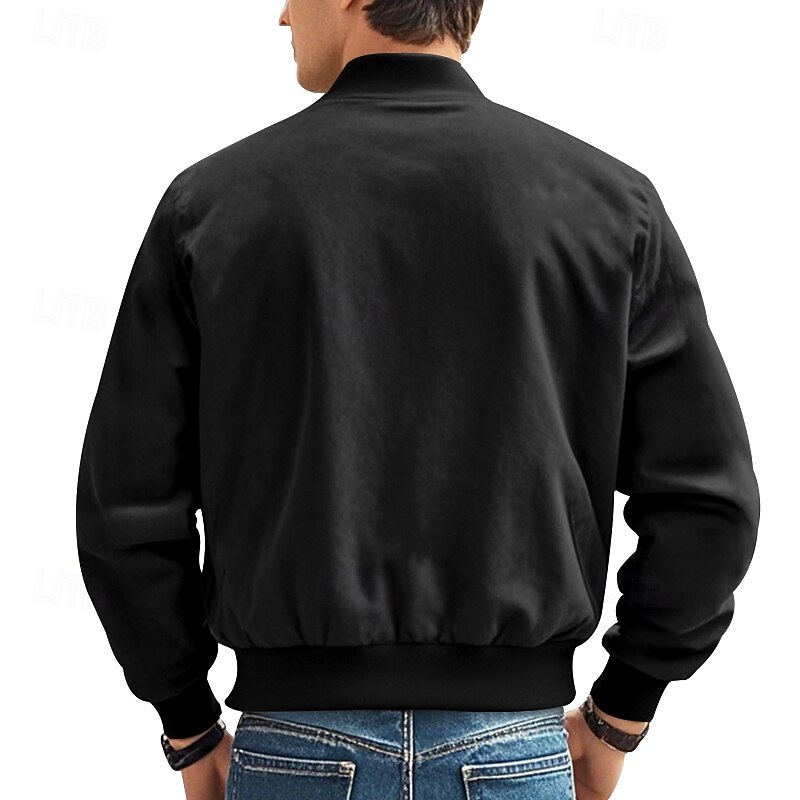 Men's Lightweight Jacket Bomber Jacket Cargo Jacket Transition Jacket Vacation Daily Warm Pocket Fall & Winter Plain Fashion Classic Stand Collar Regular Black Navy Blue Blue Brown Army Green Jacket4
