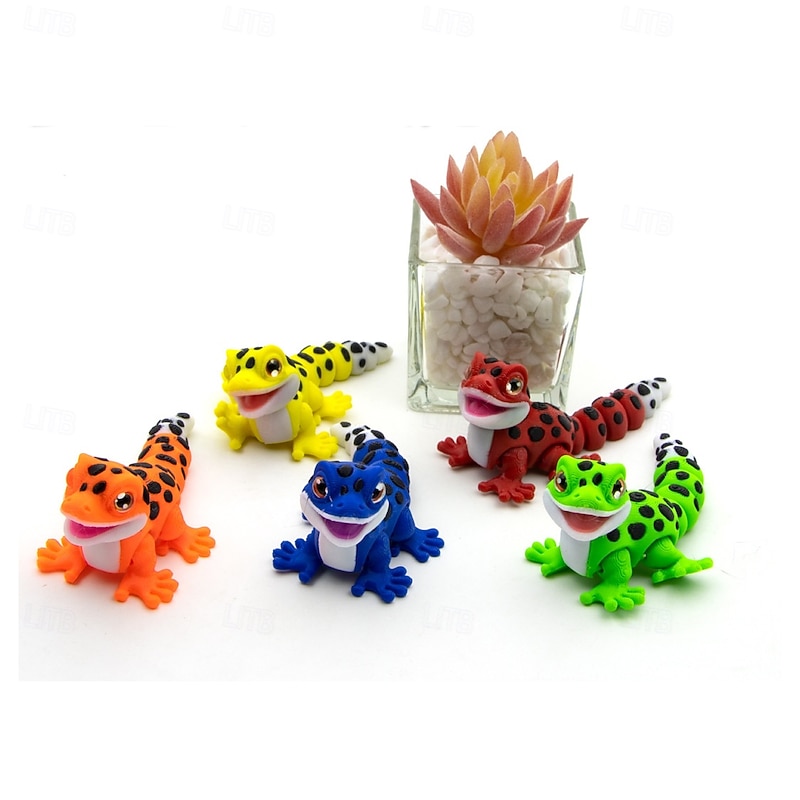 3D Printed Lizard for Kids and Adult 3D Printed Gecko Fidget Toys Decor for Stress Relief
