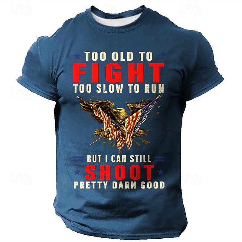 Veterans Day Men's Patriot Patriotic Veteran American US Flag Eagle T Shirt Short Sleeve T shirt 3D Print Crew Neck Shirt Daily Military Street Daily Black Red Blue Summer Spring Clothing Apparel S