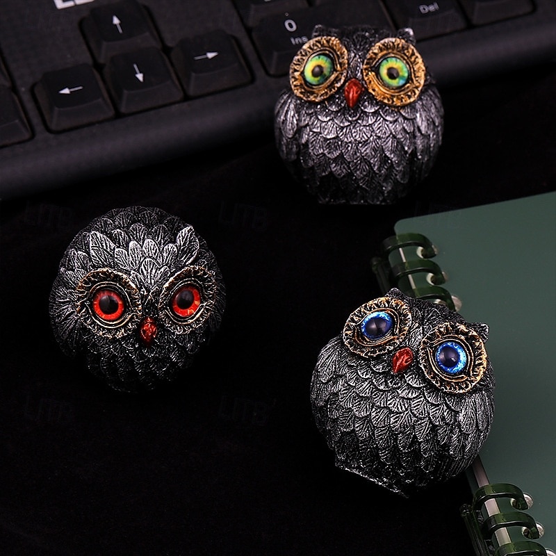 Resin Owl Craft Ornament, Creative Home Decor Desk Decoration, Bronze Owl Figurine, Vintage Owl Miniature Tabletop Decor, Owl Statue4