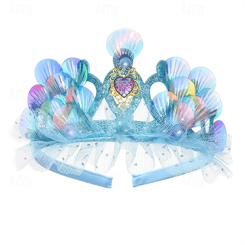 2 Pieces Kids Girls' Hair Accessories Tiara Active Sweet Party Birthday Mermaid Blue3