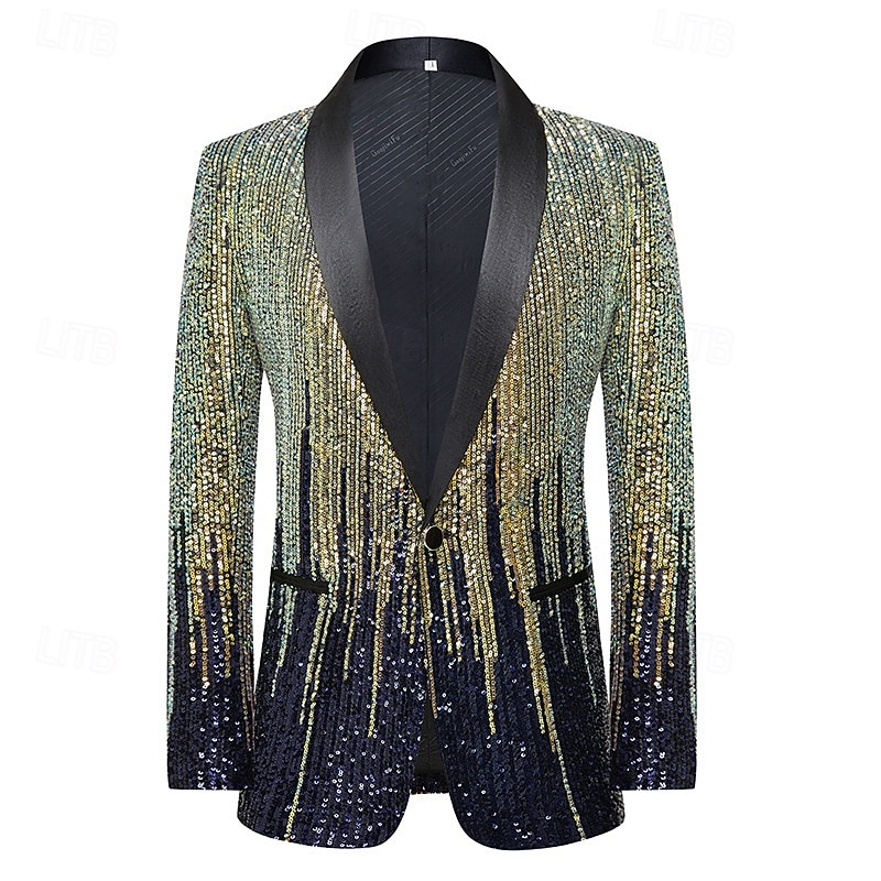 Disco 1980s Lapel Collar Blazer Disco Sequins Fancy Dress Men's Halloween Masquerade Party Club Pride Parade Adults' Coat Fall & Winter2