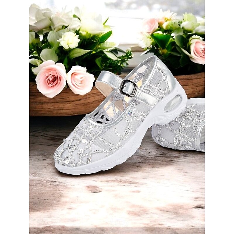 Silver Rhinestone Mesh Slip-On Sneakers for Women with Comfortable Soles - Ideal for Weddings  or Casual Events2