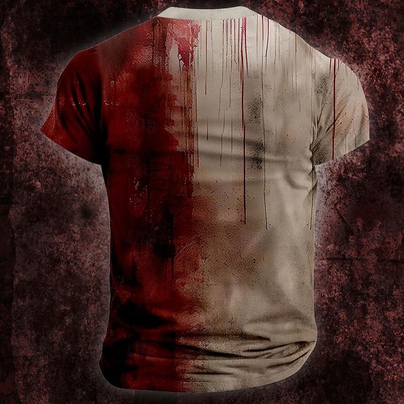 Men's Blood Splatter Blood stains T Shirt Short Sleeve T shirt 3D Print Crew Neck Shirt Designer Gothic Party Street Casual Red Khaki Summer Spring Clothing Apparel S M L XL XXL XXXL3