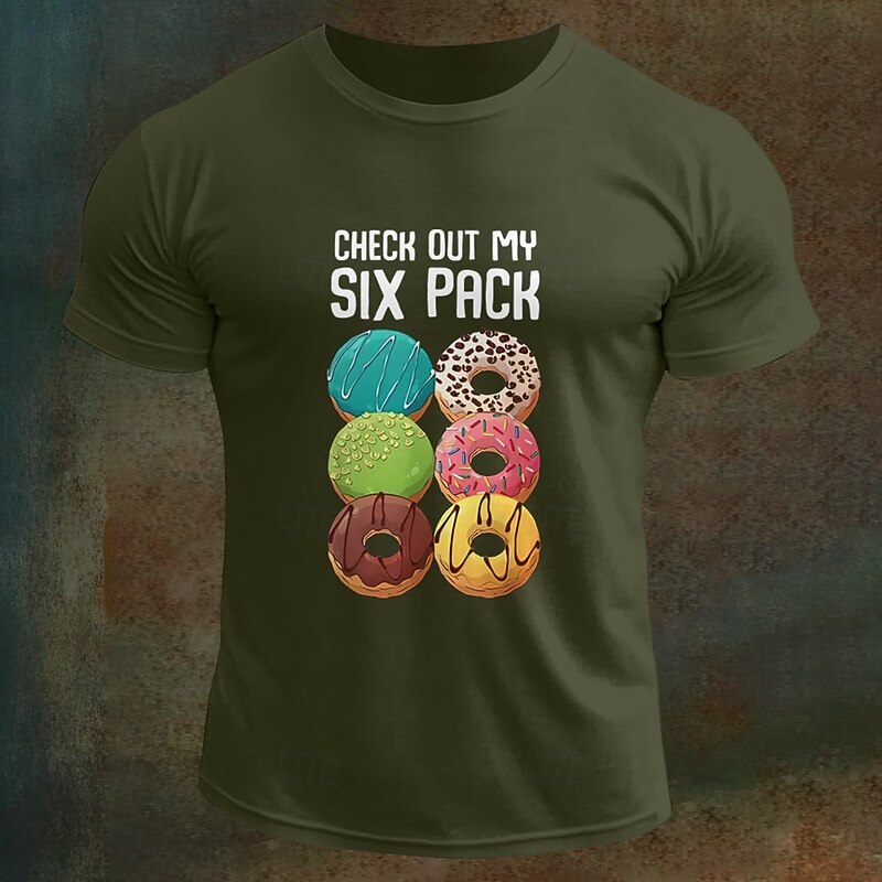 Men's Letter Printed Funny Donuts T Shirt Tee Top 100% Cotton Short Sleeve Graphic Shirt Black White Army Green Comfortable Tee Vacation Street Fashion Designer Clothing2