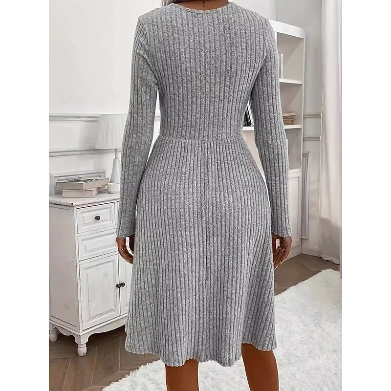 Women's Mini Dress Vintage Dress Jumper Dress Formal Formal Vacation Street Regular Fit Long Sleeve V Neck Gray Spring Fall2