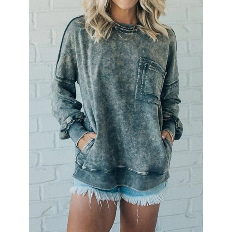 Women's Pullover Sweatshirt Tie Dye Fashion Streetwear Long Sleeve Crew Neck Regular Tops Street Casual Patchwork Yellow Red Gray Spring Fall Winter2