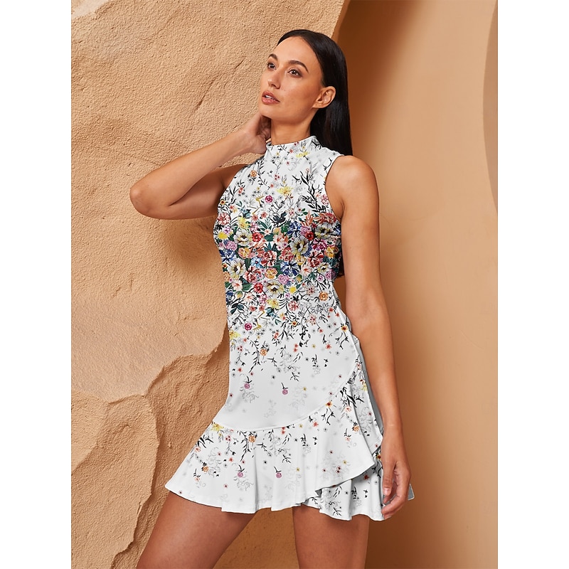 Women's Golf Dress White Sleeveless Ladies Golf Attire Clothes Outfits Wear Apparel