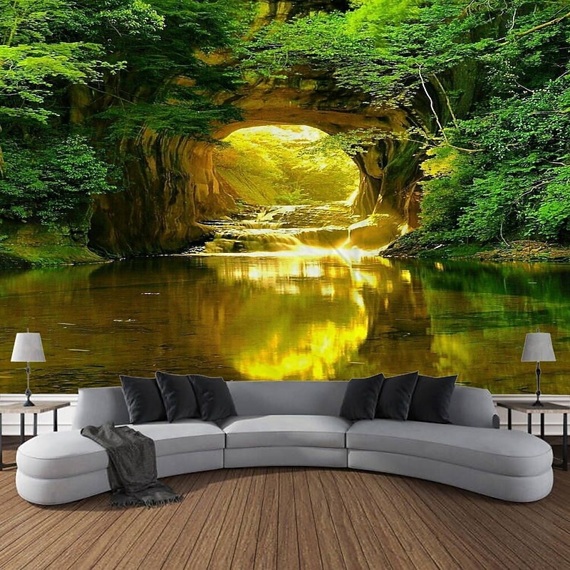 Nature Waterfall Hanging Tapestry Wall Art Large Tapestry Mural Decor Photograph Backdrop Blanket Curtain Home Bedroom Living Room Decoration3